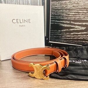Celine Tan Leather Belt Bag with Gold Buckle